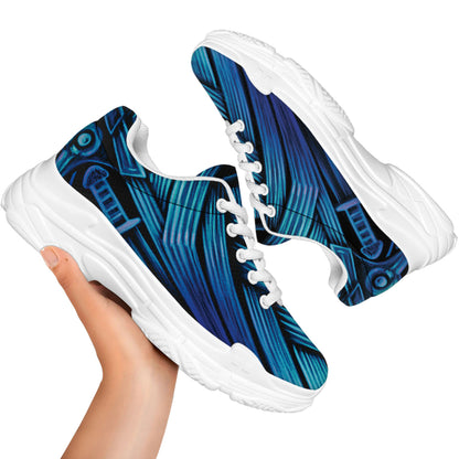 Blue Viking Norse God Odin Print White Chunky Shoes