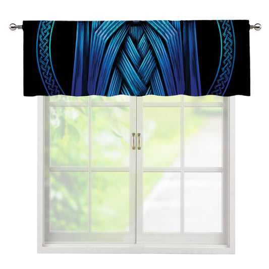 Blue Viking Norse God Odin Print Window Valance