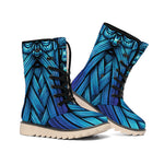Blue Viking Norse God Odin Print Winter Boots