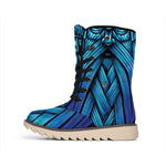 Blue Viking Norse God Odin Print Winter Boots