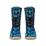 Blue Viking Norse God Odin Print Winter Boots
