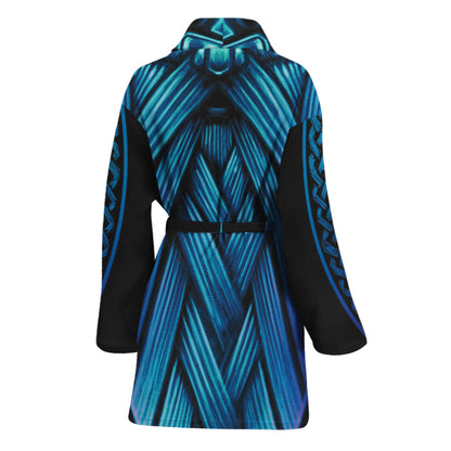 Blue Viking Norse God Odin Print Women's Bathrobe