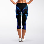 Blue Viking Norse God Odin Print Women's Capri Leggings