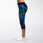 Blue Viking Norse God Odin Print Women's Capri Leggings