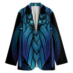 Blue Viking Norse God Odin Print Women's Cotton Blazer