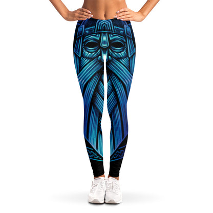 Blue Viking Norse God Odin Print Women's Leggings