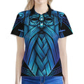 Blue Viking Norse God Odin Print Women's Polo Shirt