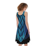 Blue Viking Norse God Odin Print Women's Sleeveless Dress