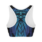 Blue Viking Norse God Odin Print Women's Sports Bra