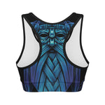 Blue Viking Norse God Odin Print Women's Sports Bra