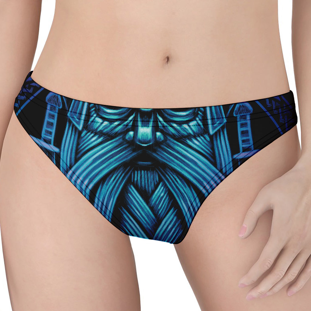 Blue Viking Norse God Odin Print Women's Thong