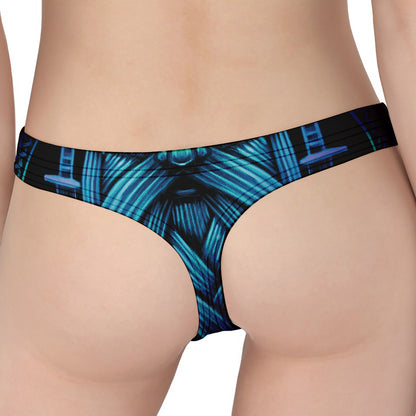 Blue Viking Norse God Odin Print Women's Thong