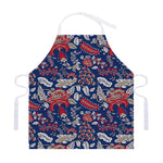 Blue Vintage Bohemian Floral Print Adjustable Apron