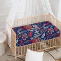 Blue Vintage Bohemian Floral Print Baby Crib Sheet