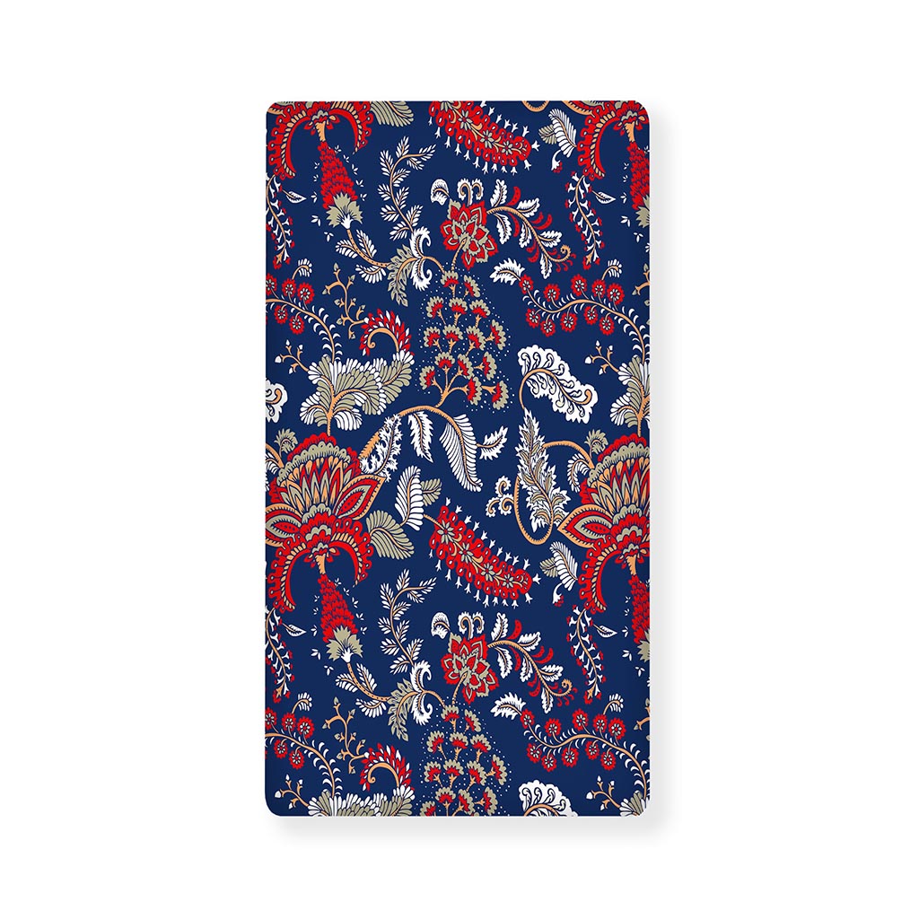 Blue Vintage Bohemian Floral Print Baby Crib Sheet