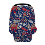 Blue Vintage Bohemian Floral Print Baby Seat Cover