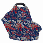 Blue Vintage Bohemian Floral Print Baby Seat Cover