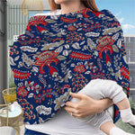 Blue Vintage Bohemian Floral Print Baby Seat Cover