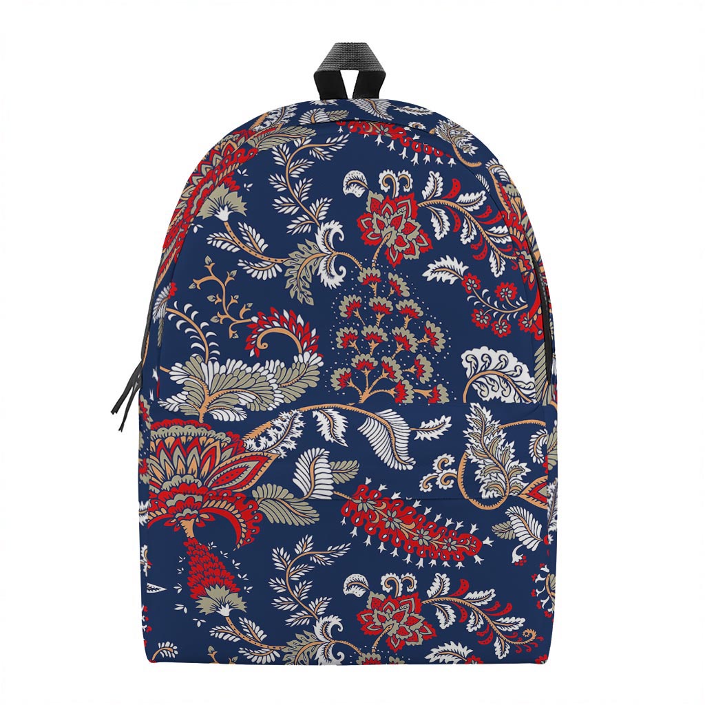 Blue Vintage Bohemian Floral Print Backpack