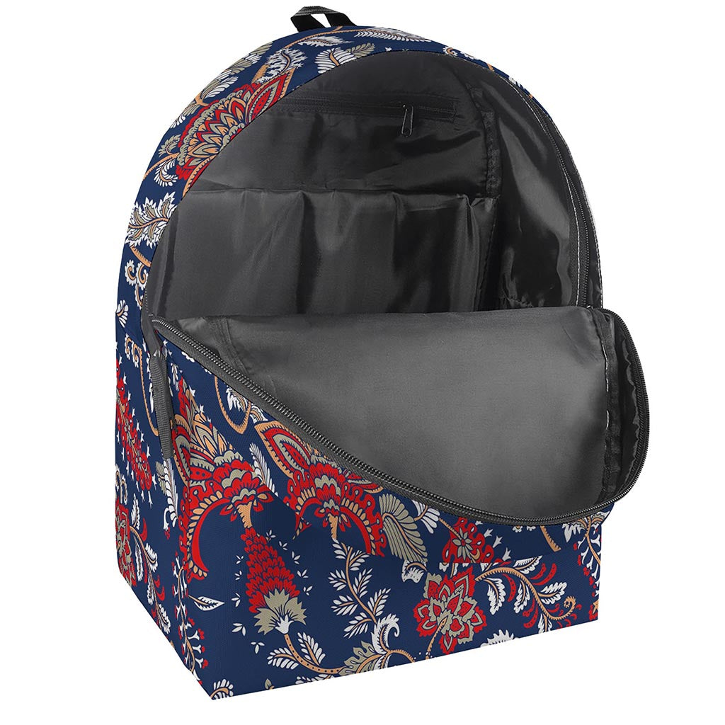 Blue Vintage Bohemian Floral Print Backpack