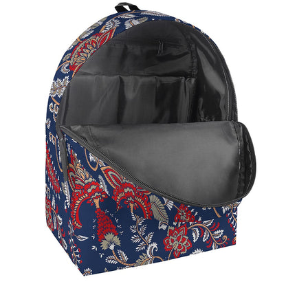 Blue Vintage Bohemian Floral Print Backpack