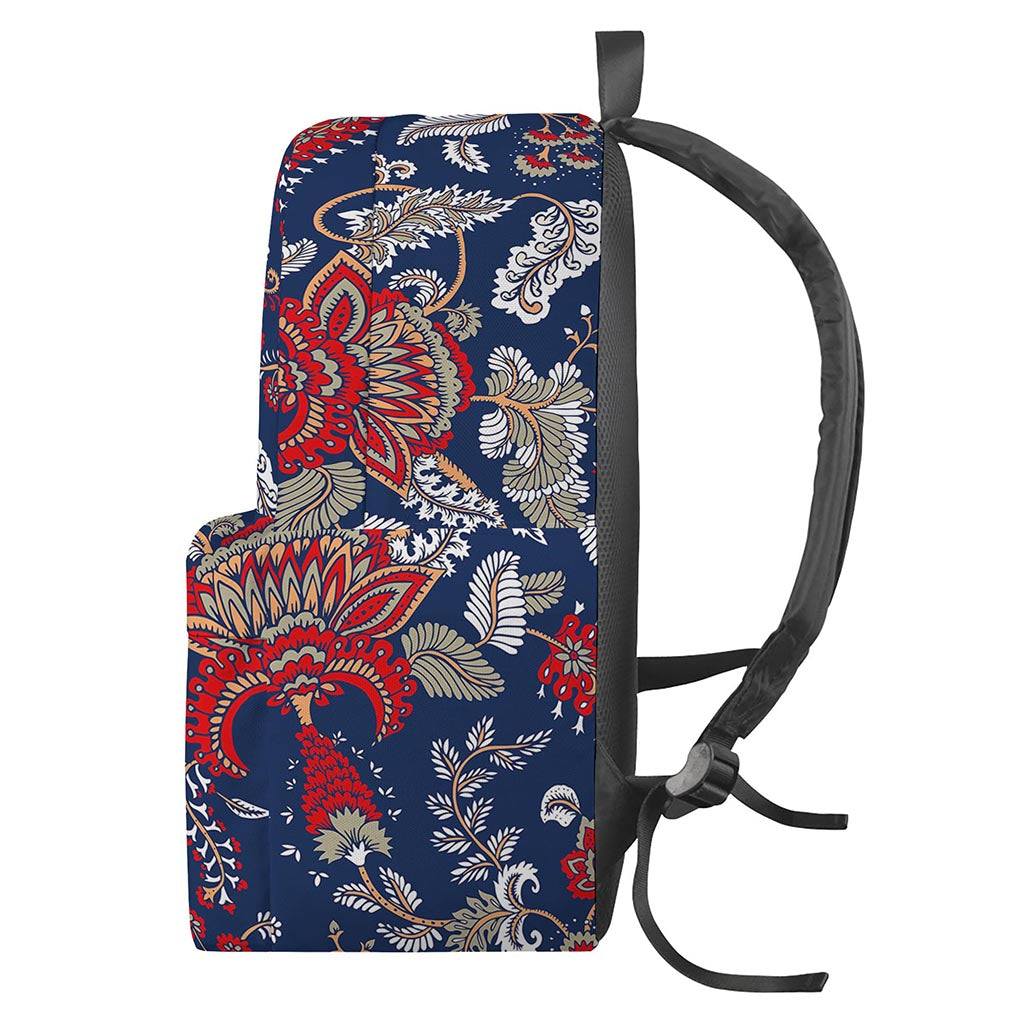 Blue Vintage Bohemian Floral Print Backpack