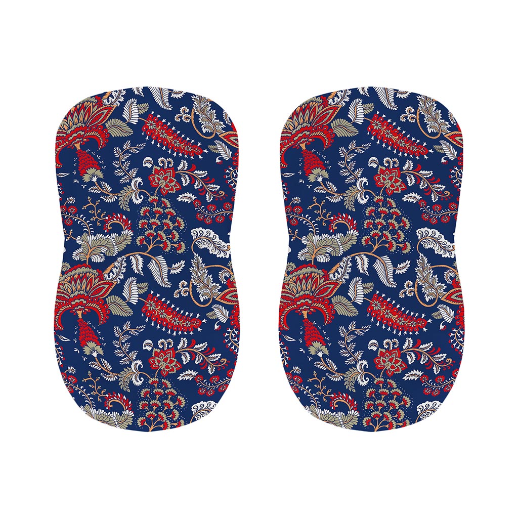 Blue Vintage Bohemian Floral Print Bar Stool Covers