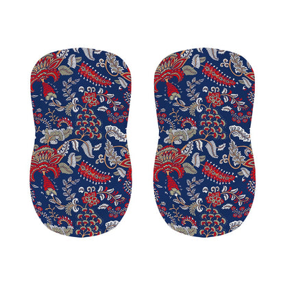 Blue Vintage Bohemian Floral Print Bar Stool Covers