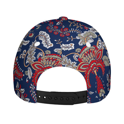 Blue Vintage Bohemian Floral Print Baseball Cap
