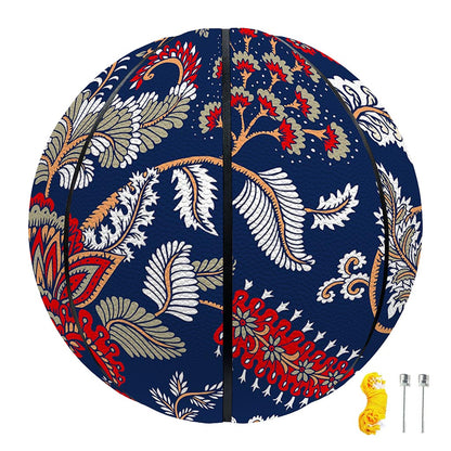 Blue Vintage Bohemian Floral Print Basketball
