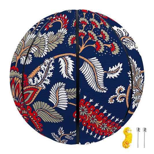 Blue Vintage Bohemian Floral Print Basketball