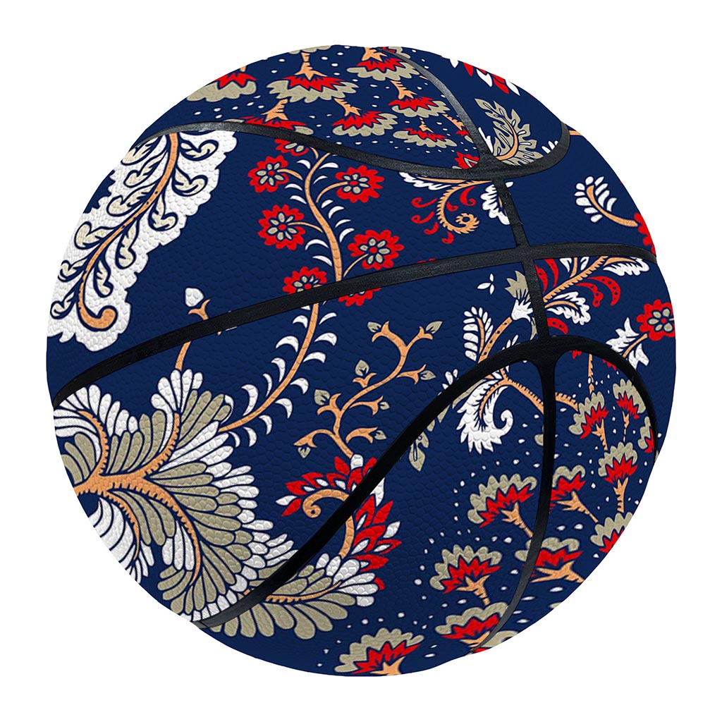 Blue Vintage Bohemian Floral Print Basketball