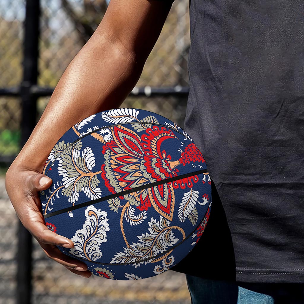 Blue Vintage Bohemian Floral Print Basketball
