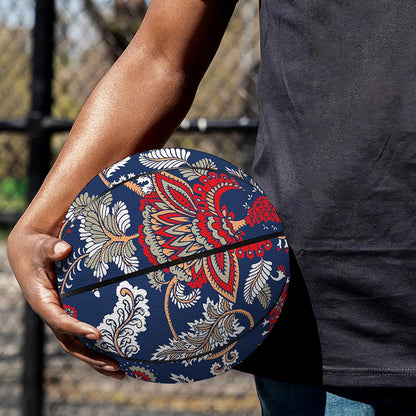Blue Vintage Bohemian Floral Print Basketball