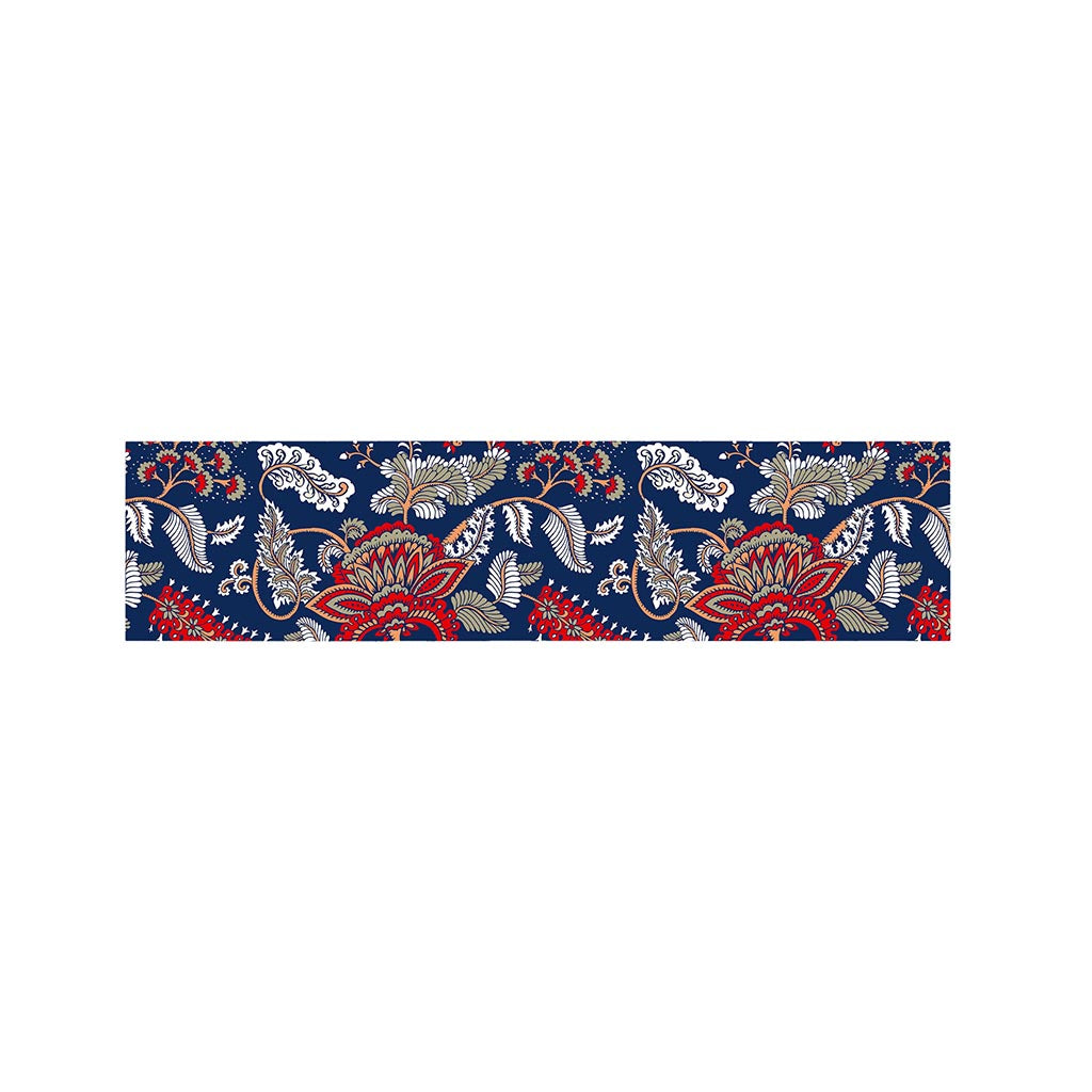 Blue Vintage Bohemian Floral Print Bed Runner
