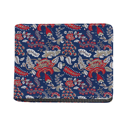Blue Vintage Bohemian Floral Print Bifold Wallet
