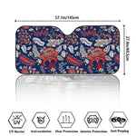 Blue Vintage Bohemian Floral Print Car Windshield Sun Shade