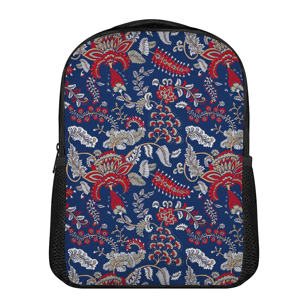 Blue Vintage Bohemian Floral Print Casual Backpack