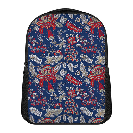 Blue Vintage Bohemian Floral Print Casual Backpack