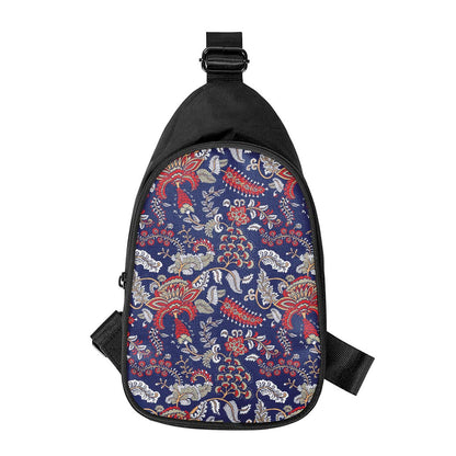 Blue Vintage Bohemian Floral Print Chest Bag