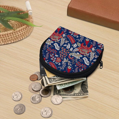 Blue Vintage Bohemian Floral Print Coin Purse