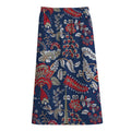 Blue Vintage Bohemian Floral Print Cotton Front Slit Maxi Skirt
