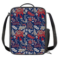 Blue Vintage Bohemian Floral Print Crossbody Lunch Bag