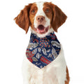 Blue Vintage Bohemian Floral Print Dog Bandana