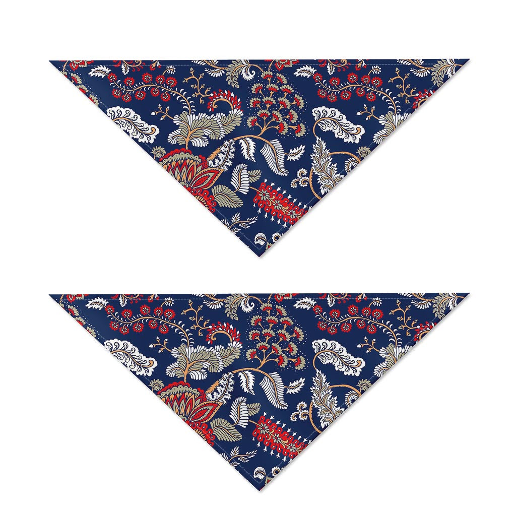 Blue Vintage Bohemian Floral Print Dog Bandana