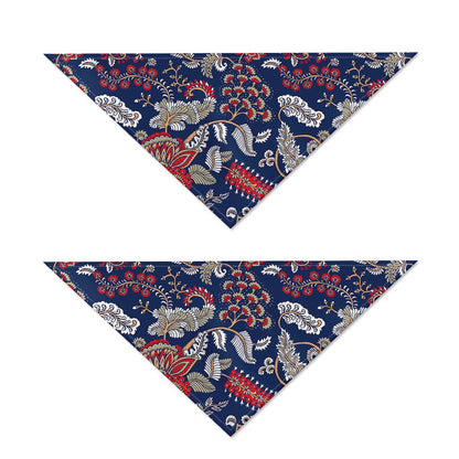 Blue Vintage Bohemian Floral Print Dog Bandana