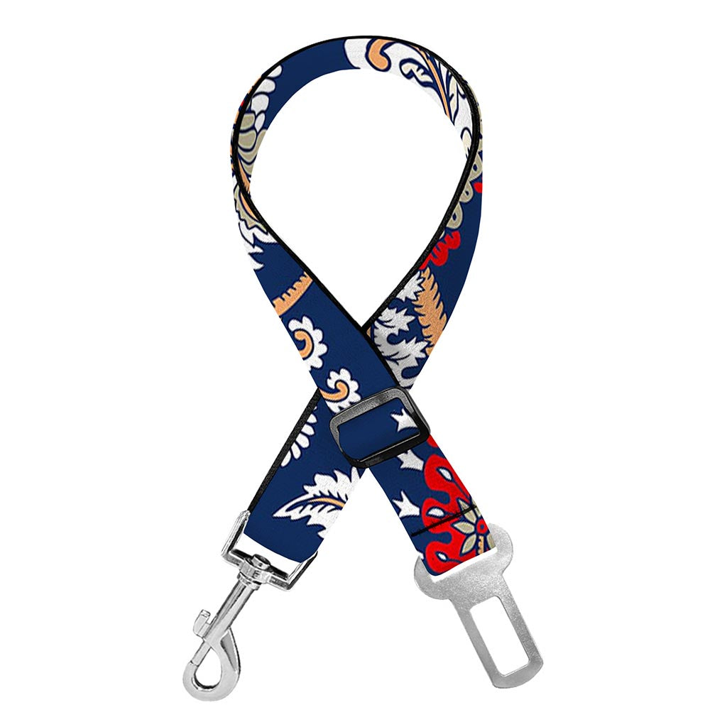 Blue Vintage Bohemian Floral Print Dog Seat Belt
