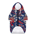 Blue Vintage Bohemian Floral Print Dog Zip Up Hoodie