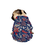 Blue Vintage Bohemian Floral Print Dog Zip Up Jacket