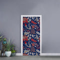 Blue Vintage Bohemian Floral Print Door Sticker